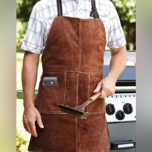 Outset Brown Leather/Suede BBQ Grill Apron NWT